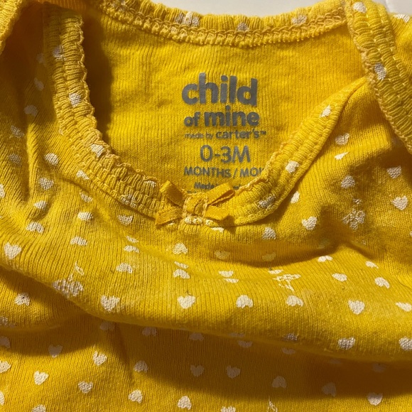 0-3 Months Infant Girls Carter Bodysuit Yellow & White Polka Dot Bow & Romper - Picture 3 of 8